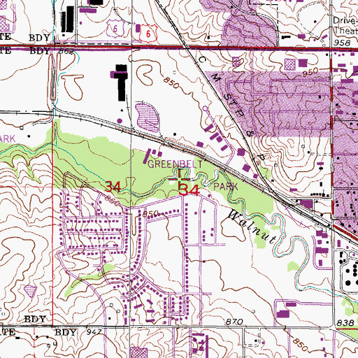 Topographic Map of Greenbelt Park, IA