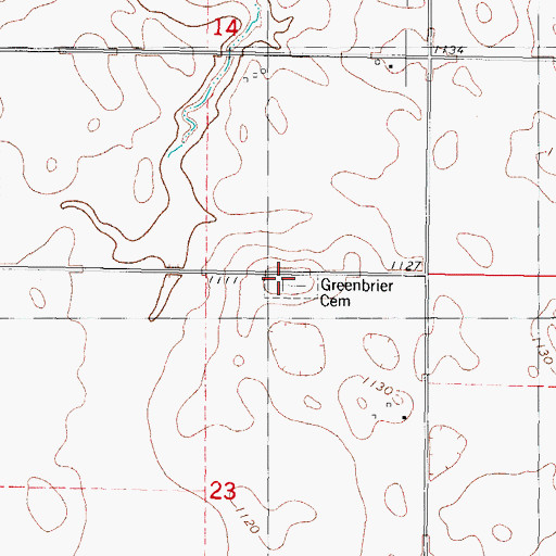 Topographic Map of Greenbrier Cemetery, IA