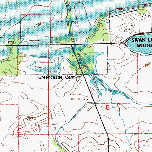 Topographic Map of Greencastle Cemetery, IA