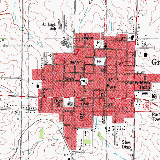 Topographic Map of Greenfield, IA