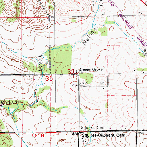 Topographic Map of Greens Grove Church, IA