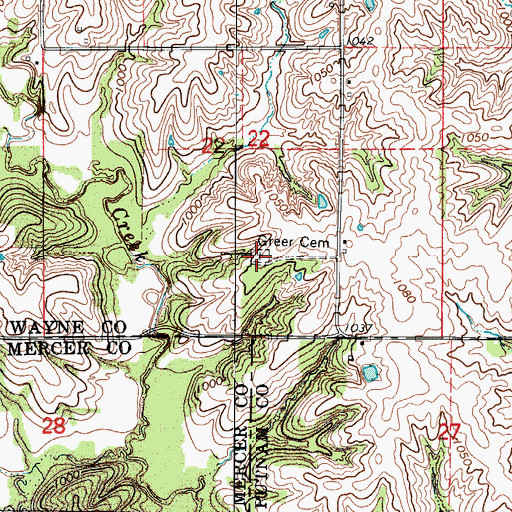 Topographic Map of Greer Cemetery, IA