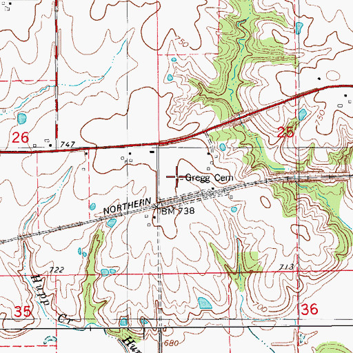 Topographic Map of Gregg Cemetery, IA