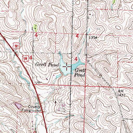 Topographic Map of Grell Pond, IA