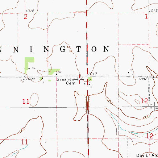 Topographic Map of Gresham Cemetery, IA