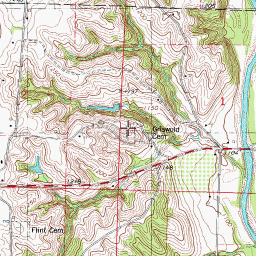 Topographic Map of Griswold Cemetery, IA