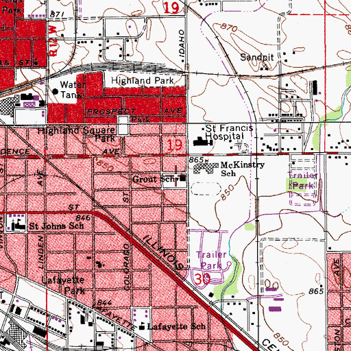 Topographic Map of Grout School, IA