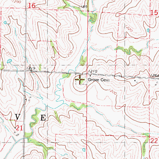 Topographic Map of Grove Cemetery, IA