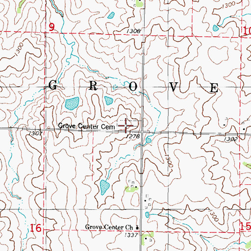 Topographic Map of Grove Center Cemetery, IA