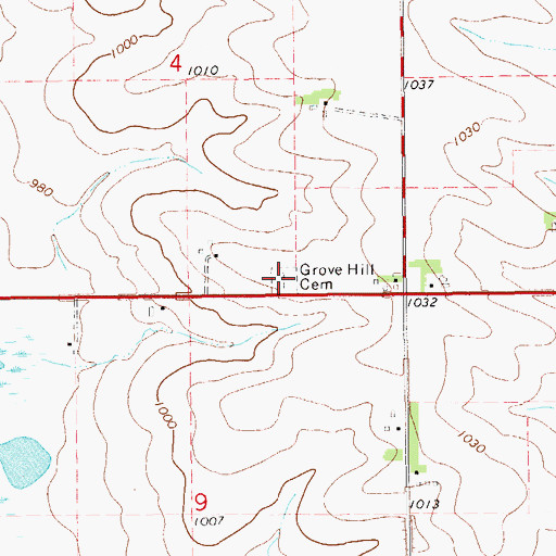 Topographic Map of Grove Hill Cemetery, IA