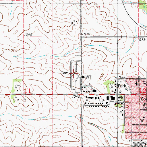 Topographic Map of Grundy Center Cemetery, IA