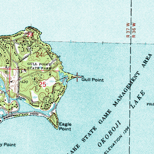 Topographic Map of Gull Point, IA