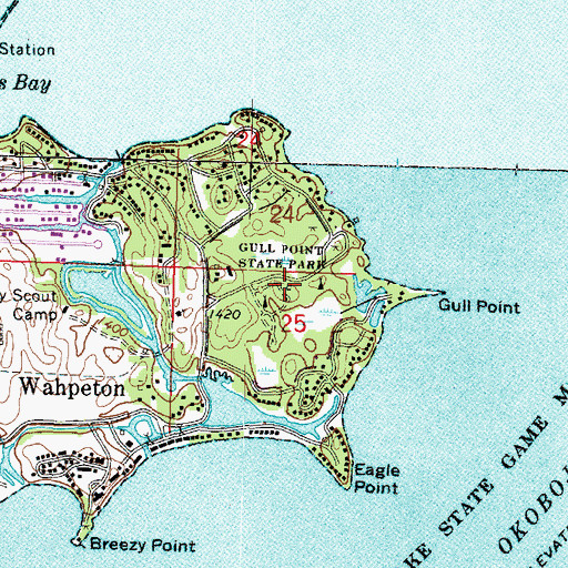 Topographic Map of Gull Point State Park, IA