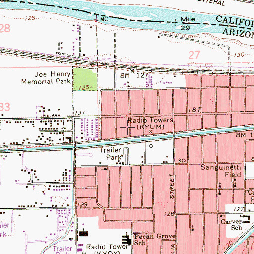 Topographic Map of KTTI-FM (Yuma), AZ