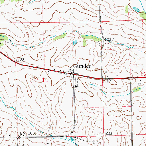 Topographic Map of Gunder, IA