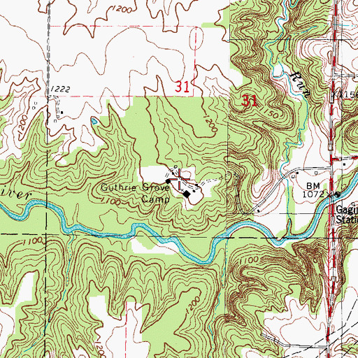 Topographic Map of Guthrie Grove Camp, IA
