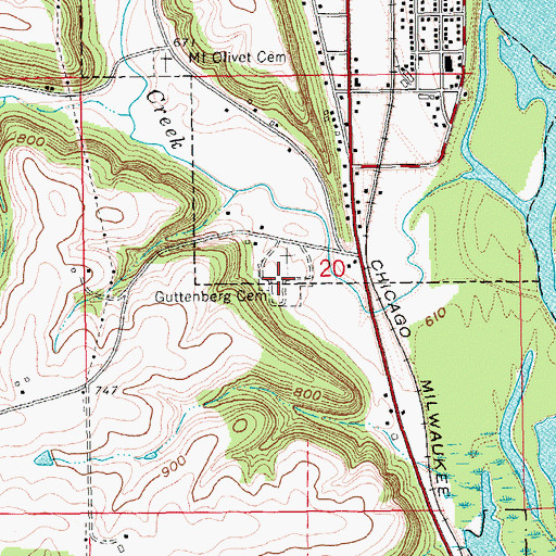 Topographic Map of Guttenberg Cemetery, IA