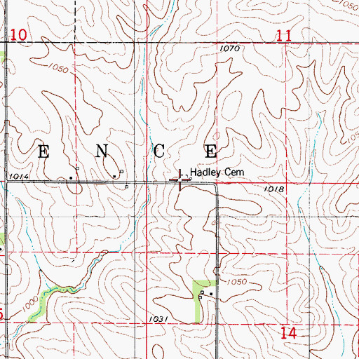 Topographic Map of Hadley Hamans Horn Cemetery, IA