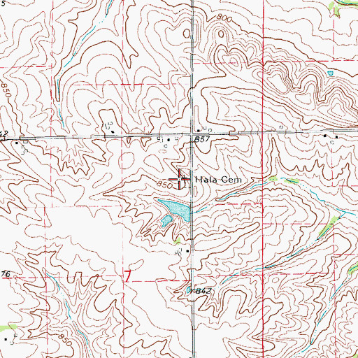 Topographic Map of Hala Cemetery, IA