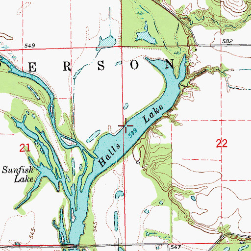 Topographic Map of Halls Lake, IA