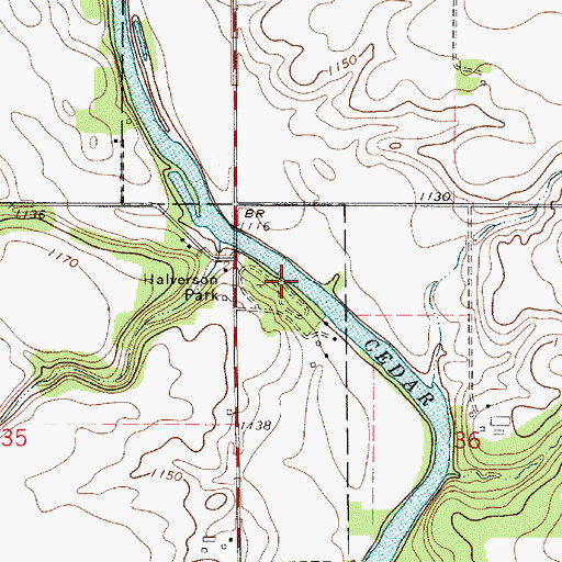 Topographic Map of Halverson Park, IA