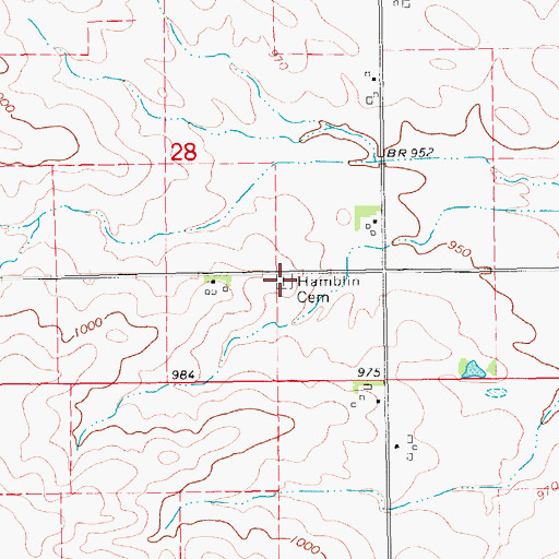 Topographic Map of Hamblin Cemetery, IA