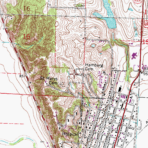 Topographic Map of Hamburg Cemetery, IA