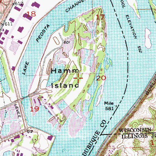 Topographic Map of Hamm Island, IA