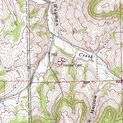 Topographic Map of Hansel Cemetery, IA