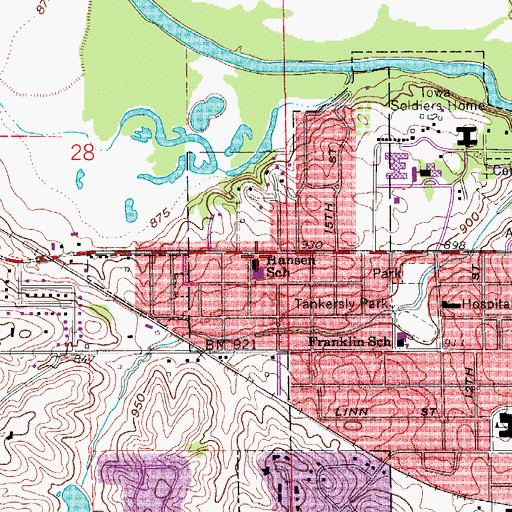 Topographic Map of Hansen School, IA