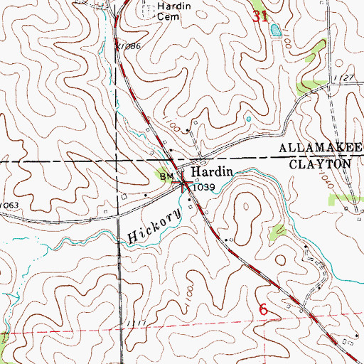 Topographic Map of Hardin, IA