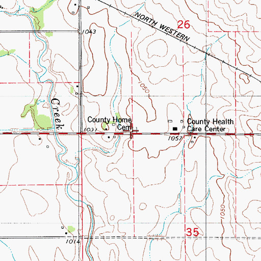Topographic Map of Hardin County Home Cemetery, IA