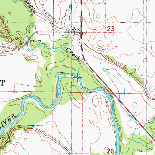 Topographic Map of Hardin Creek, IA