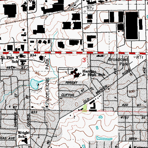 Topographic Map of Harding Middle School, IA