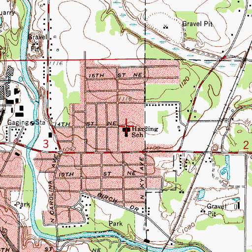 Topographic Map of Harding Elementary School, IA