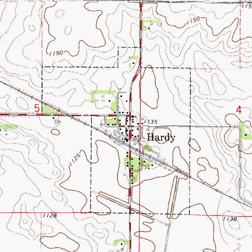 Topographic Map of Hardy, IA