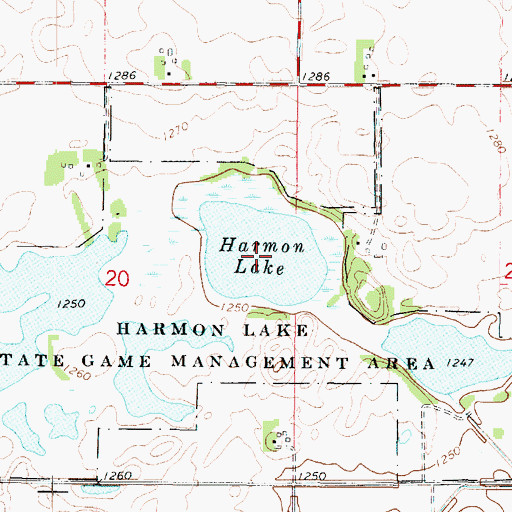 Topographic Map of Harmon Lake, IA