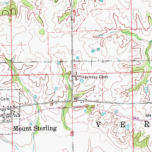 Topographic Map of Harness Cemetery, IA