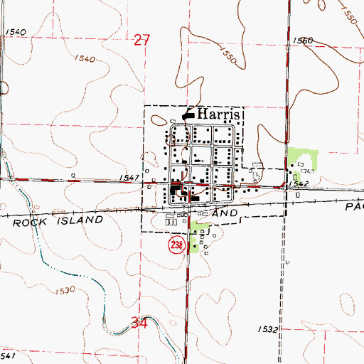 Topographic Map of Harris, IA