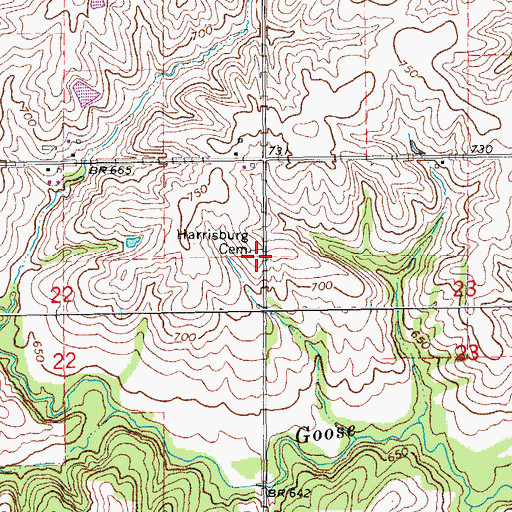 Topographic Map of Harrisburg Cemetery, IA