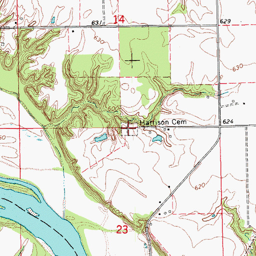 Topographic Map of Harrison Cemetery, IA