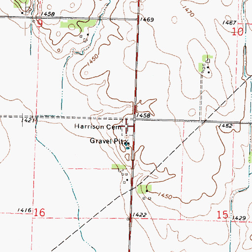 Topographic Map of Harrison Cemetery, IA