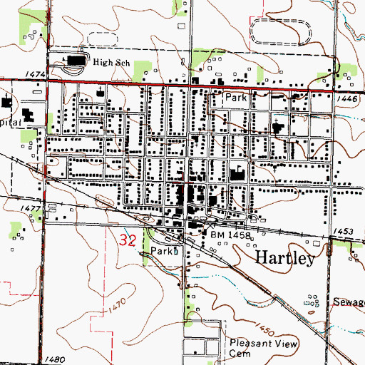 Topographic Map of Hartley, IA