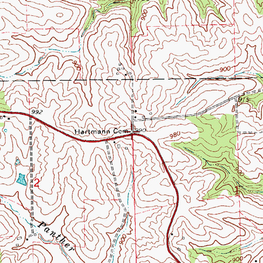 Topographic Map of Hartmann Cemetery, IA