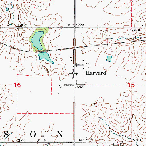 Topographic Map of Harvard, IA