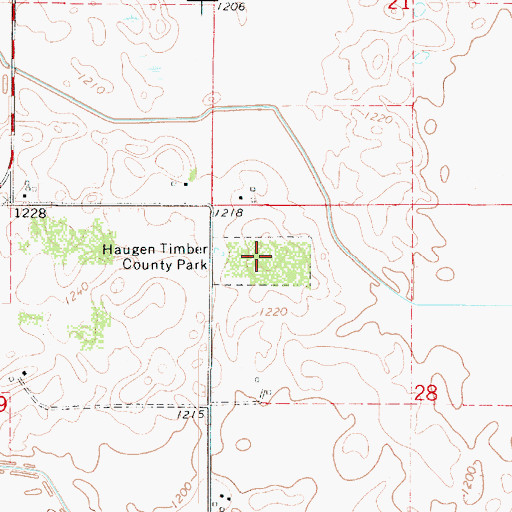 Topographic Map of Haugen Timber County Park, IA