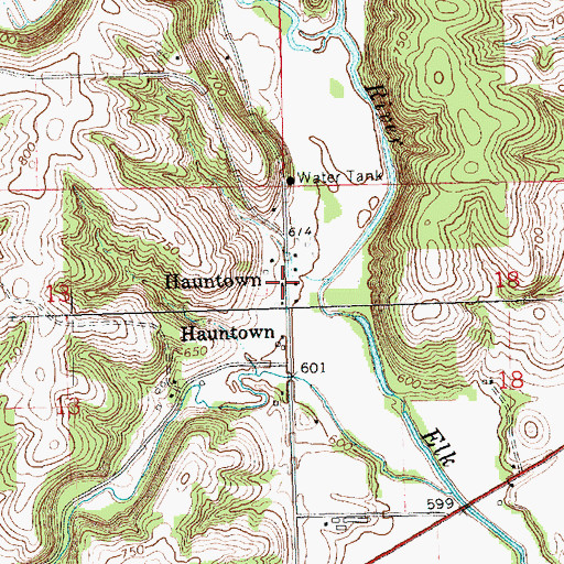 Topographic Map of Hauntown, IA