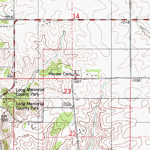 Topographic Map of Hauser Cemetery, IA