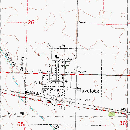 Topographic Map of Havelock, IA