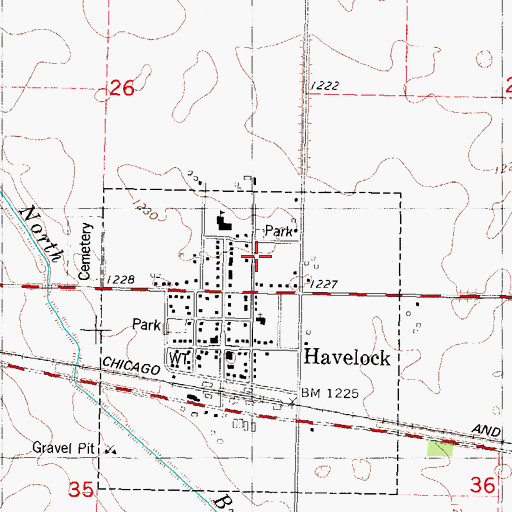 Topographic Map of Havelock, IA
